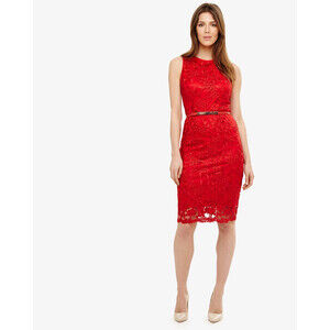 Phase Eight Alina Embroidered Sleeveless Lace Dress In Red Size 4US 8UK XS $348